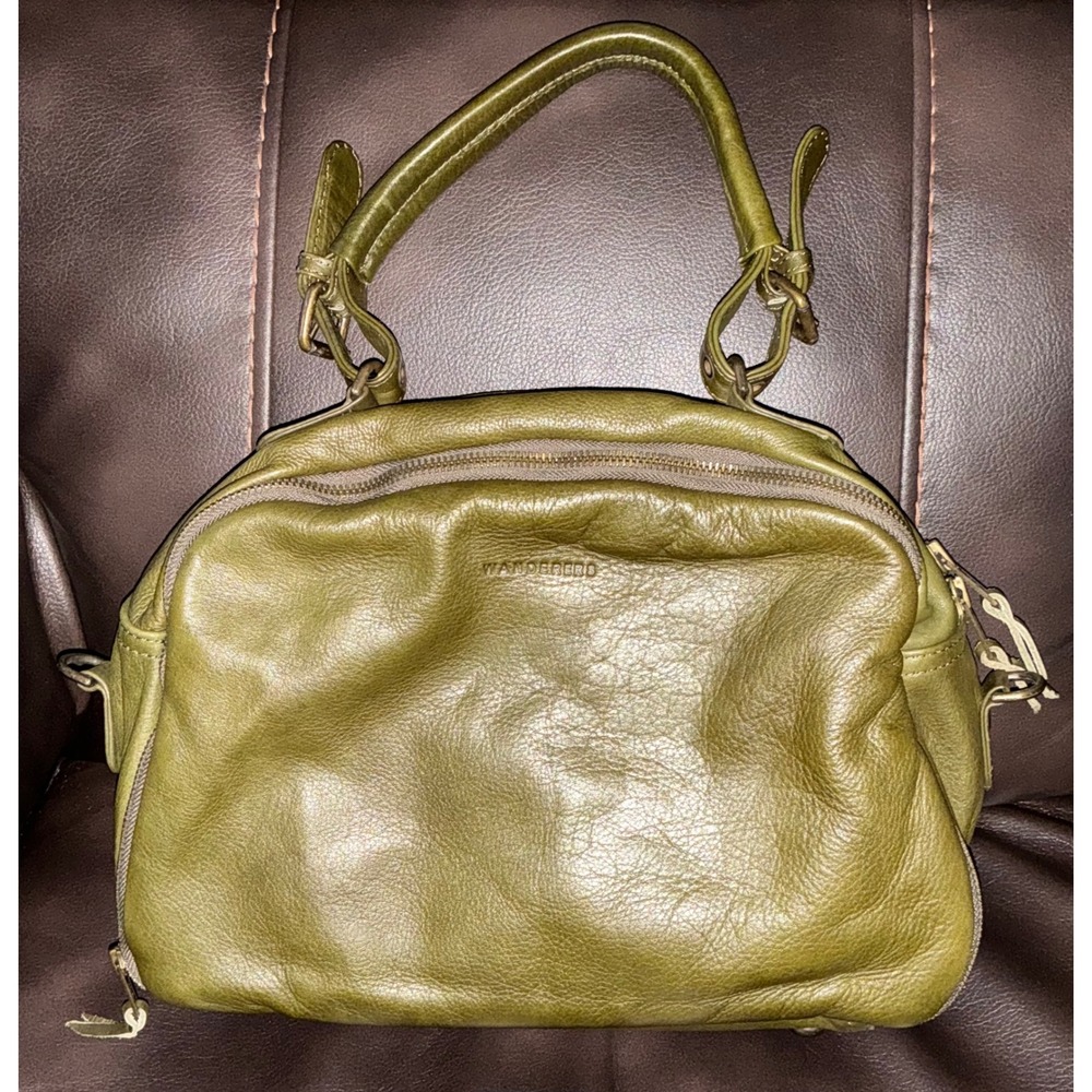 Wanderers Travel Co Venetian Leather Satchel Bag Olive Green Crossbody Boho